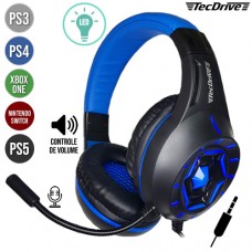 Headset Gamer P3 para PS3/PS4/PS5/Xbox One/Nintendo Switch Ajustável c/ LED e Microfone Space War TecDrive PX-12 - Azul